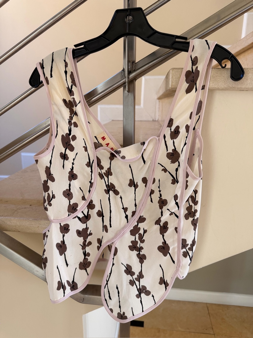 Vintage Marni Cream Floral with brown and Pink Trim top